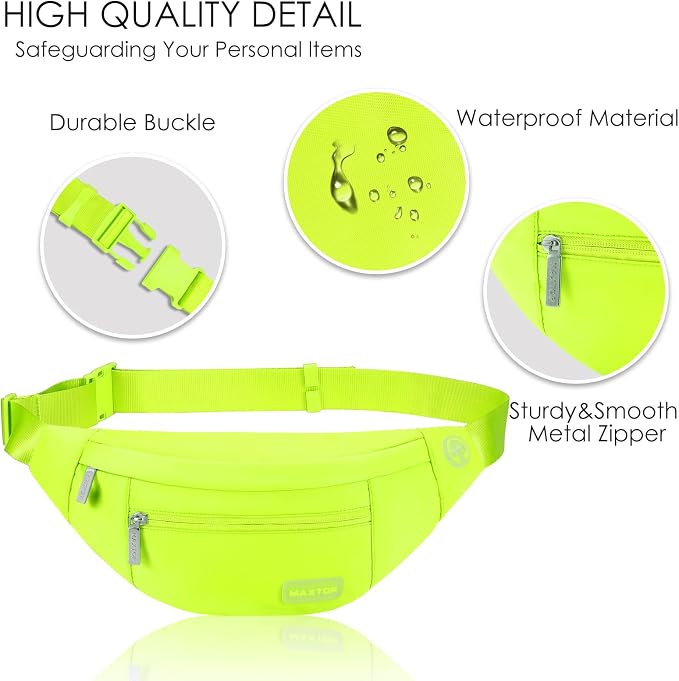 MAXTOP Neno Green Crossbody Fanny Pack Gift for Enjoy Festival Traveling | Stylish,4-Zipper Pockets,Ideal for Outdoors Sports Hiking Cycling Jogging,Best Runner Gift