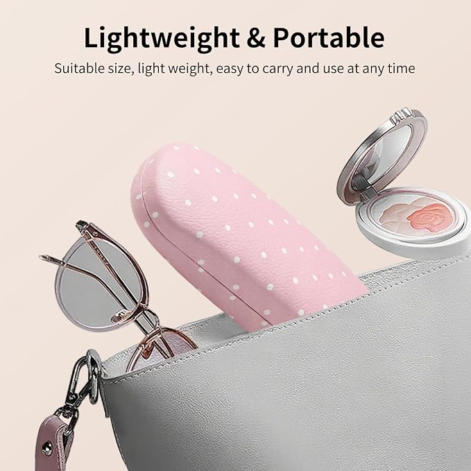 Glasses Case Hard Shell, Cute Sunglasses Case for Women Leather Protective Case for Eyeglass with Cleaning Cloth