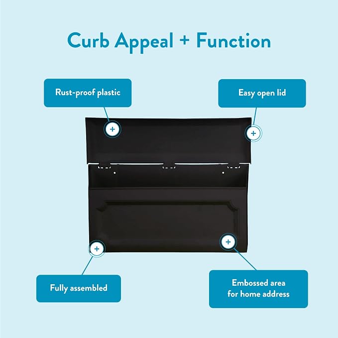 Architectural Mailboxes Windsor Plastic Wall Mount Mailbox, Black, Small | Durable rust-resistant build with weather-resistant outdoor construction.