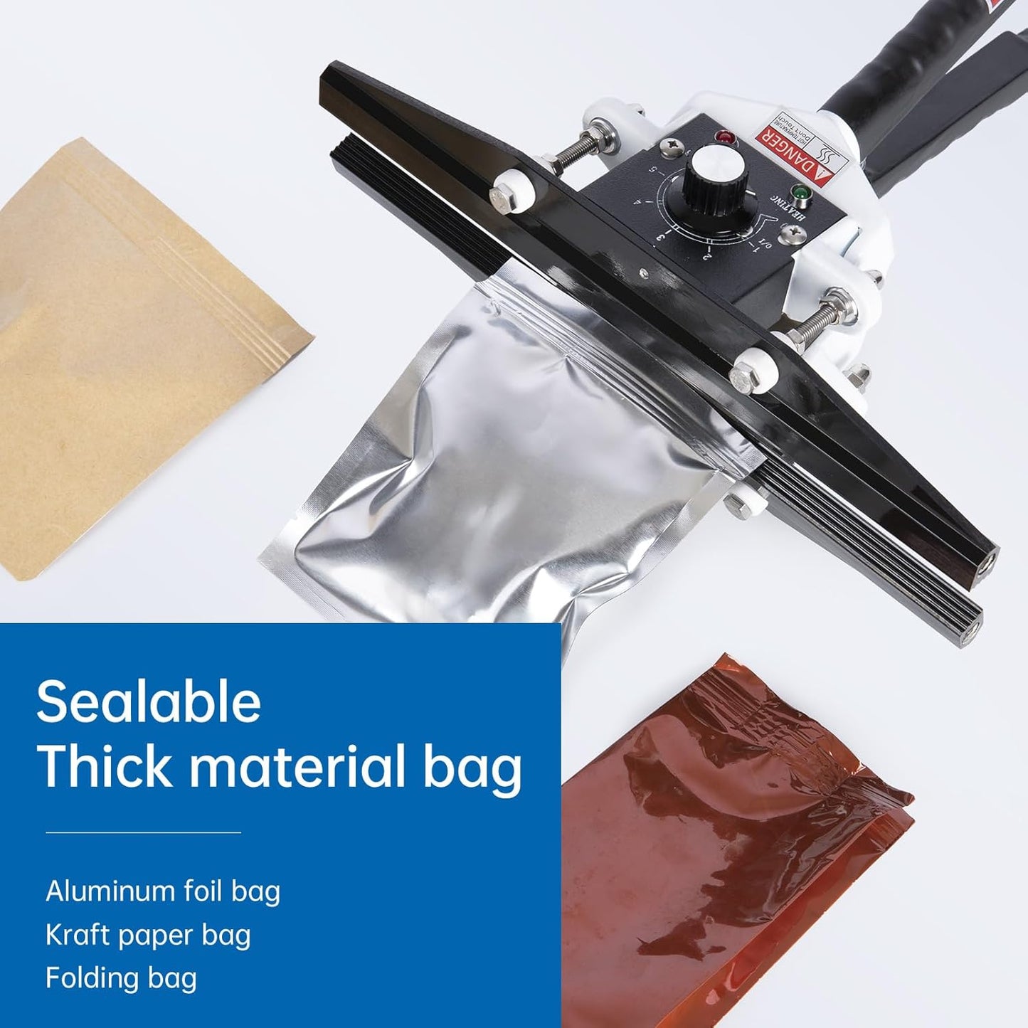 Portable Hand Held Heat Sealer Machine-R-PACK FKR-200, 8 Inches, For Foil Bag, Kraft Bag, Mylar Bag
