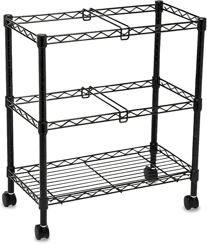 Safco 2-Tier Rolling File Cart, Fits Letter and Legal-Size Hanging Folders, Steel File/Folder Cart