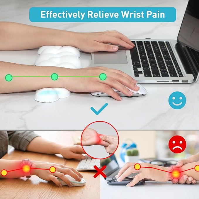 Cloud Wrist Rest Keyboard | Memory Foam, PU Leather, Ergonomically Designed, Typing Comfort and Pain Relief