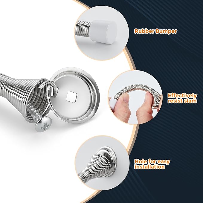 Ravinte Door Stoppers, 24 Pack Satin Nickel Spring Door Stops with Rubber Bumper, Door Stoppers for Bottom of Door