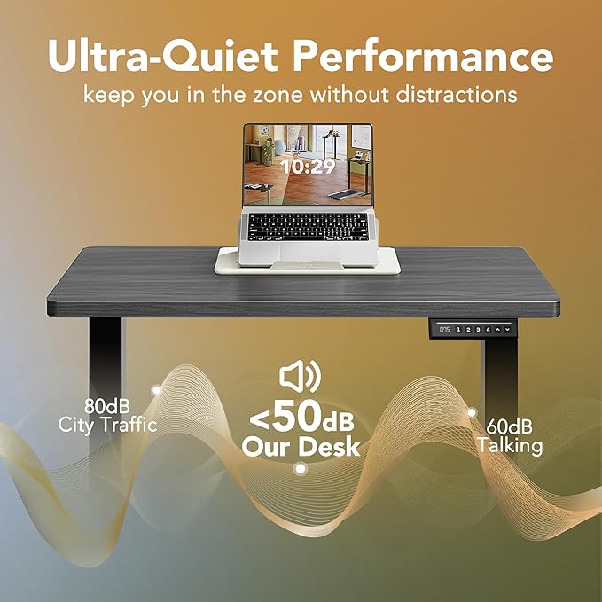 HUANUO Electric Standing Desk,63" x 28" Height Adjustable Desk, 4 Memory Height Settings, Sit to Stand Up Desk for Home Office, with Headphone Hook, Cable Manager, Grey