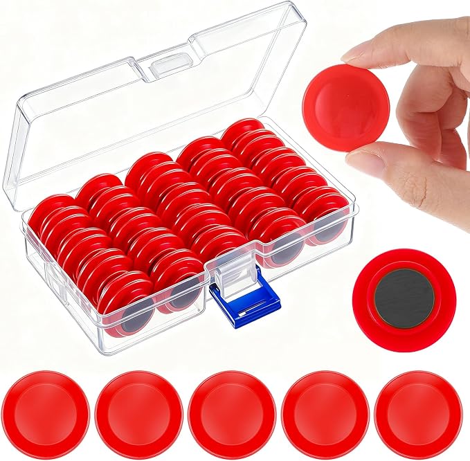 Mini Red Round Magnets Whiteboard Magnets 3 cm Refrigerator Magnet Bulletin Board Decorations for Classroom Home Supplies Chalkboard Wall Office Decoration