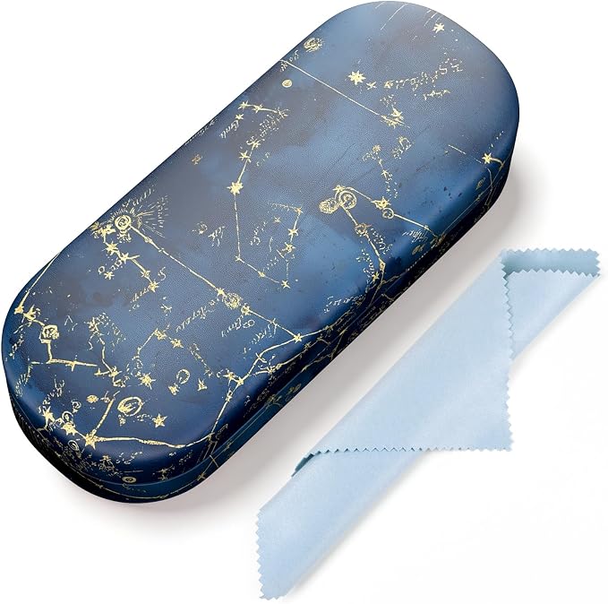 Hard Shell Leather Sunglasses Case,Classic Fashionable Cute Large Glasses Case for Women Men,Sunglass Eyeglasses