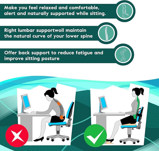 Samyoung Mesh Lumbar Support for Office Chair and Car Seat | 12 x 16 Inch Breathable Double-Layer Mesh Back Support with Elastic Chair Strap & Support Beads for Firm, Comfortable Support