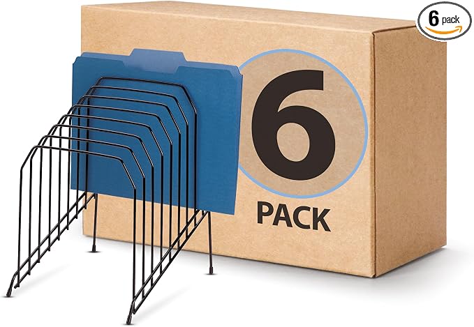 Officemate Large Incline 8 Compartment Wire Caddy, Black, 8.5 x 10.375 x 12.625 Inches (Pack of 6)
