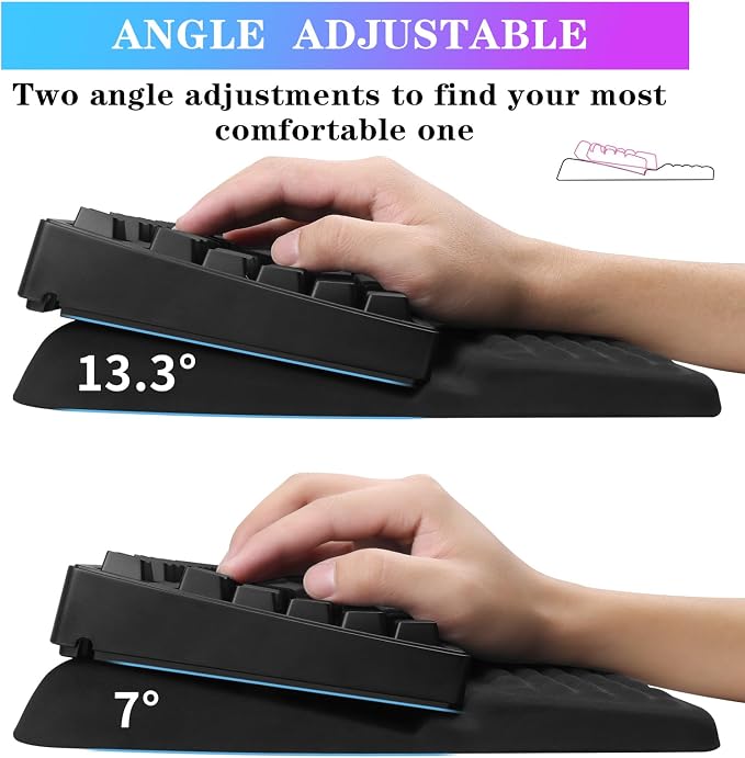 Computer Keyboard Stand with Wrist Rest Support Pad, Black | Ergonomic Comfy Tilted Keyboard Stand Riser Holder Pad for Pain Relief, Soft Memory Foam Desk Cushion for Office Home