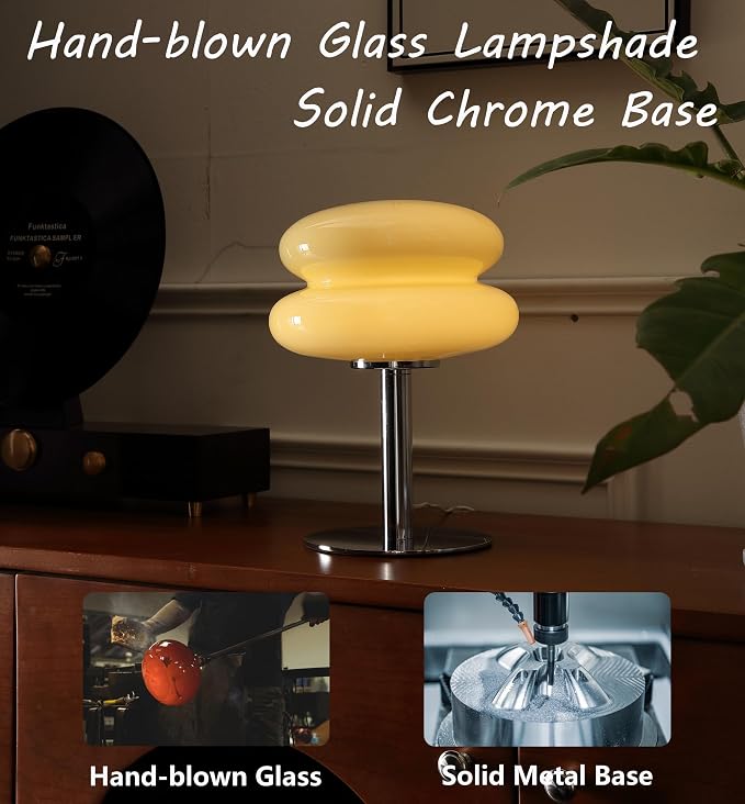 Glivpny Mushroom Table Lamp, Mid Century Modern Decor Lamp(Cream) | Cool Desk Lamps for Bedroom,Vintage Dimmable Bedside Small Cute Lamps, House Warming Gifts New Home Decor