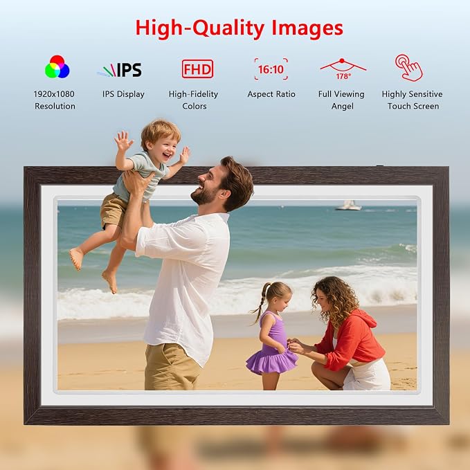 21.5" Large Frameo Digital Photo Frame, 32GB WiFi Digital Picture Frame with 1920x1080 FHD IPS Touch Screen, USB Drive/SD Card, Wall Mountable Auto-Rotate, Easy Share Photos/Videos from Anywhere