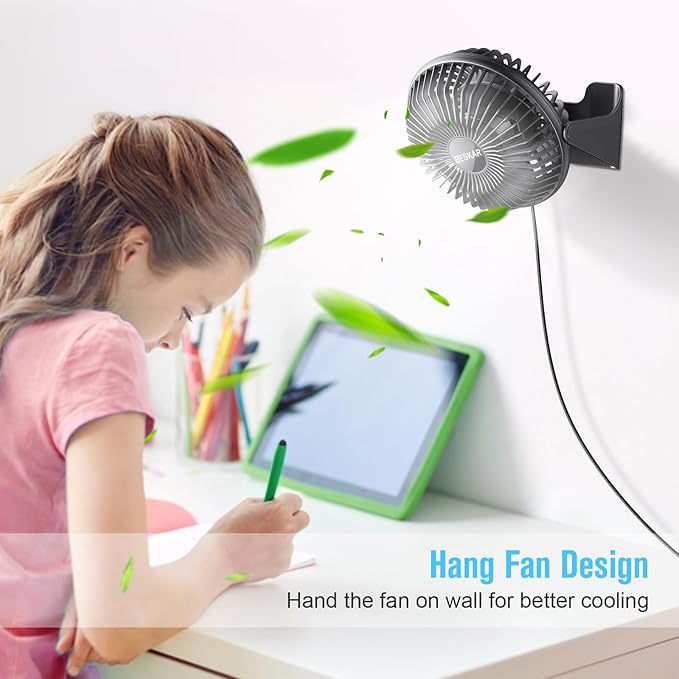 BESKAR USB Small Desk Fan, Portable Table Fans with 3 Speeds Strong Airflow | Quiet Operation and 360° Rotate, Personal Cooling Fan for Home, Office, Bedroom, 3.9 ft Cord