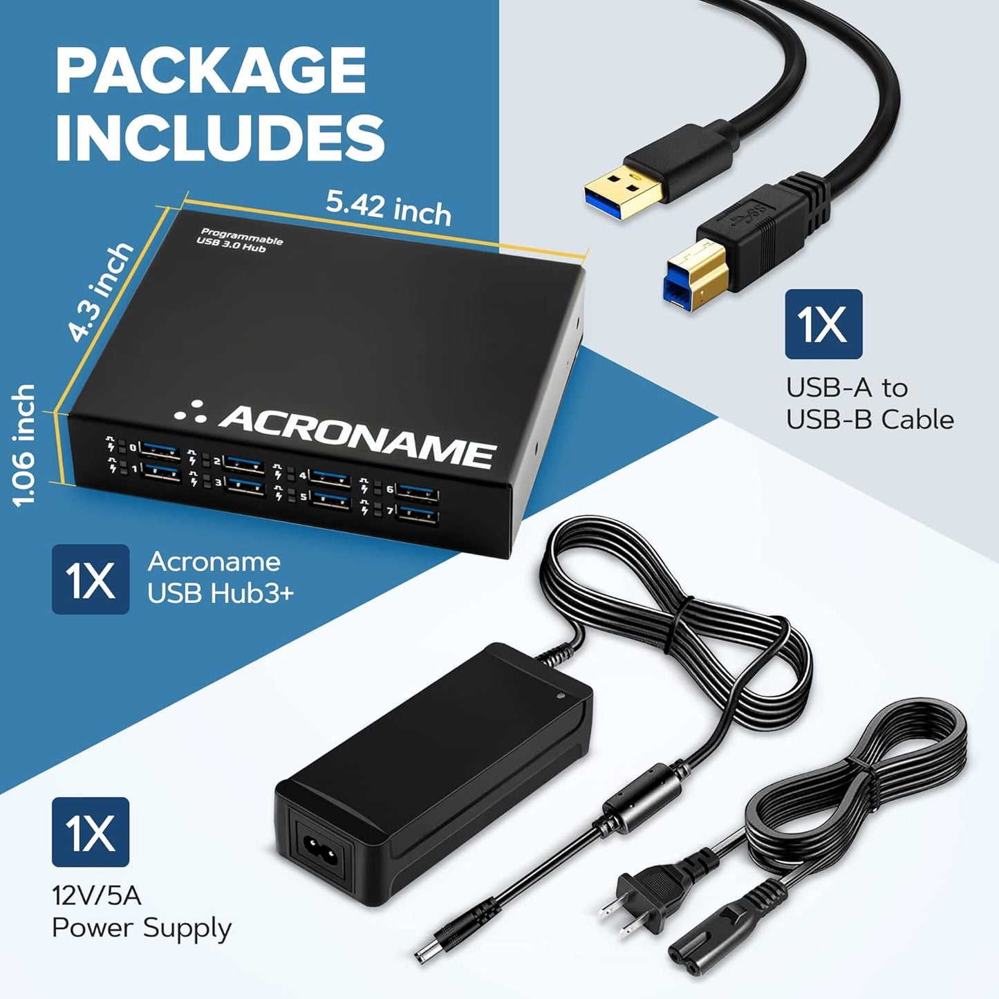 Managed USB Switch/Hub 2 Computers - 9 Port, Fast Charge (4A), Industrial & Scientific Grade, Programmable Compatible with Mac/Windows/Linux for Keyboard Mouse External Hard Drive