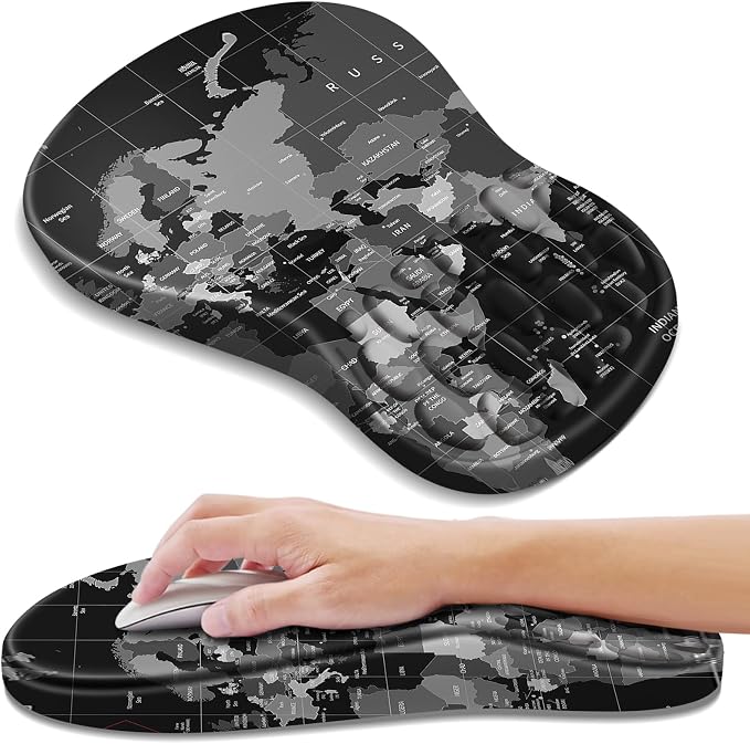 YIWEI Ergonomic Mouse Pad with Wrist Rest for Carpal Tunnel Pain Relief | Memory Foam Wrist Support,Non-Slip Rubber Base, Keyboard Computer Mousepad,Lycra Cloth Surface,Gaming Home Office