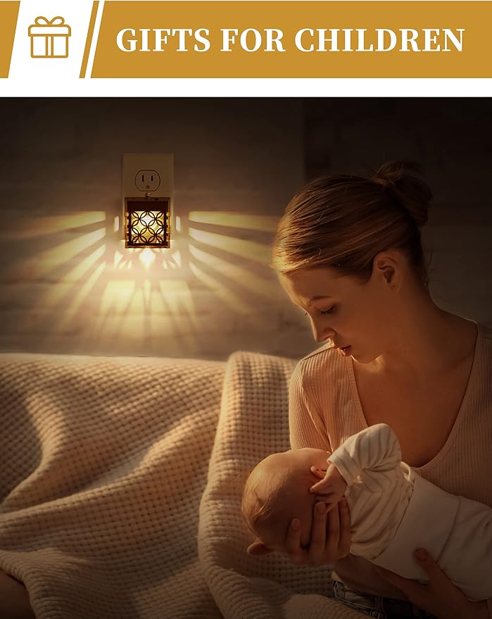 DORESshop Plug in Night Light [4 Pack], Night Lights Plug Into Wall, Dusk to Dawn Sensor, Adjustable Brightness, Decorative Nightlight for Bathroom, Hallway, Stairway, Soft White