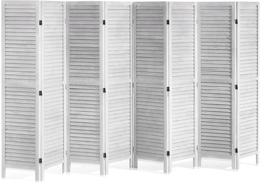 VEVOR Wood Room Divider, 8 Panel Wood Folding Privacy Screen, 66.9 Inches Tall Indoor Louvered Wooden Partition, Portable Decoration Screen, for Room Separation, Home, Office, Restaurant & Bedroom