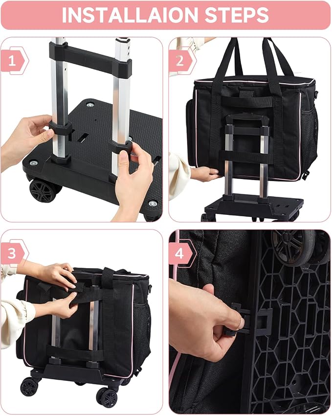 Amythe Teacher Bag with Wheels, 15.6" Rolling Briefcase for Women for Work | Water-Resistant • Detachable Trolley & 5 Wheels • Charger & bottle storage