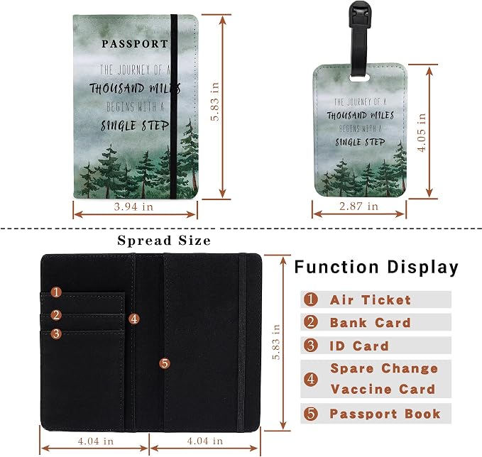 Passport Holder Set,Passport Holder and Luggage Tag,Cover for Men and Women,Wallet, Case,Travel Accessories（5.82 * 3.93 inch）