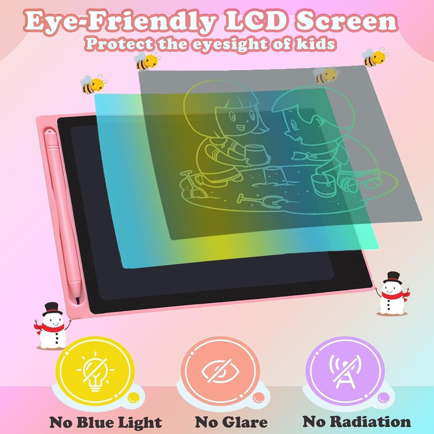 4 Pack LCD Writing Tablets for Kids, 8.5 Inch, Toddler Toys Colorful Doodle Board Birthday Gifts for Ages 3-8 Boys Girls, Drawing Tablet for Learning and Education (Blue Pink Red Black)
