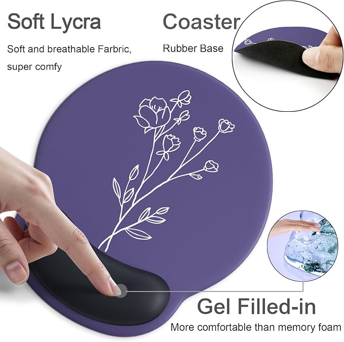 Ergonomic Mouse Pad with Wrist Rest Support,Gel Mouse Pads for Desk | Big Mousepad With Coaster Non-slip & Pain Relief for Computer, Home&Office Desk Decor