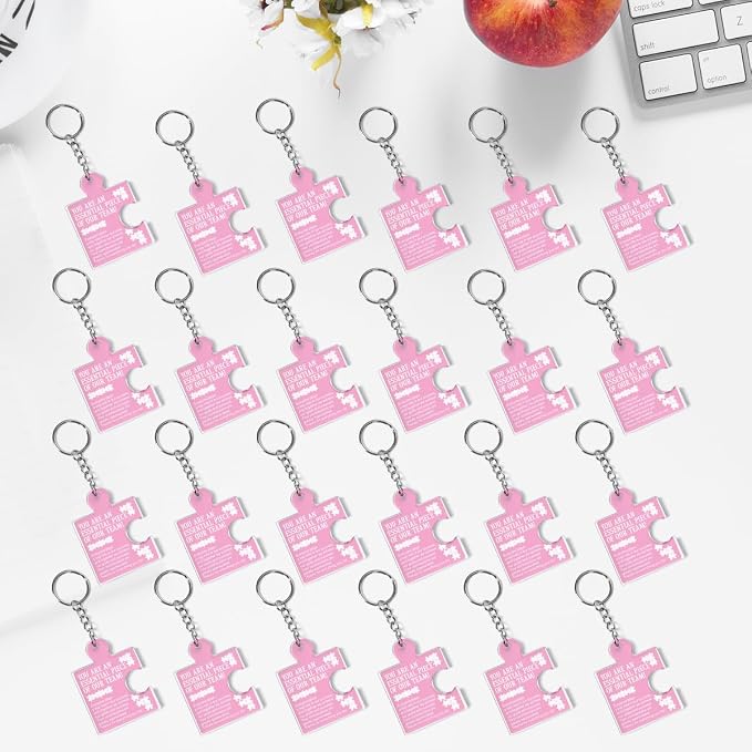 Team Appreciation Gifts Bulk Thank You Keychains for Coworkers | Gift Set for Employee, Staff, Teachers, Teamwork Puzzle Piece Keyring, Acrylic
