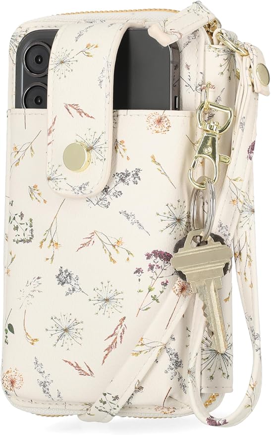 Mundi Jacqui RFID Crossbody Wallet for Women, Vegan Leather Small Travel Handbag with Phone Holder, Compact Organizer with Card Slots and Removable Strap, Vacation Purse in Make A Wish
