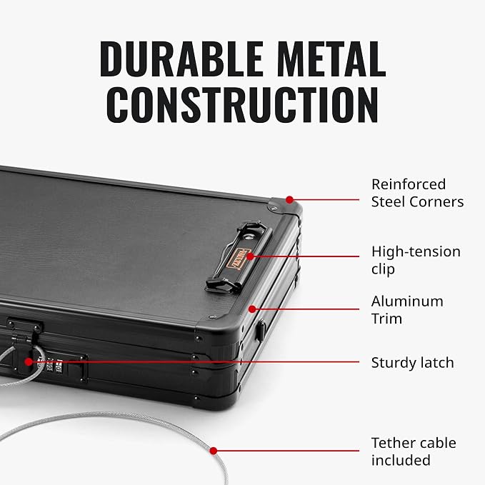 Vaultz Locking Deluxe Tablet and Laptop Case, Tactical Black, VZ03760 | Secure key lock design protects tablets and laptops while traveling, durable deluxe construction built for daily use