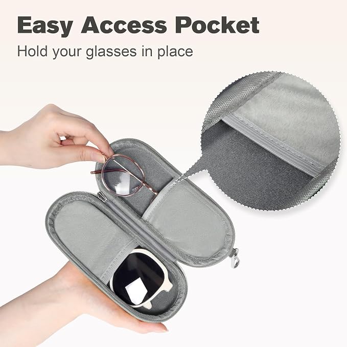 Double Eyeglasses Case, Dual Glasses Sunglasses Organizer with Zipper Closure, Eyewear Storage Box for Men Women Travel