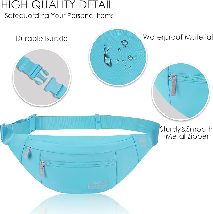 MAXTOP Sling Bag for Women Men Gifts for Enjoy Travel Hands-Free Fanny Pack | 4-Zipper Pockets,Nylon,Fashion,Gifts for Enjoy Sports Yoga Running Walking Casual Travel