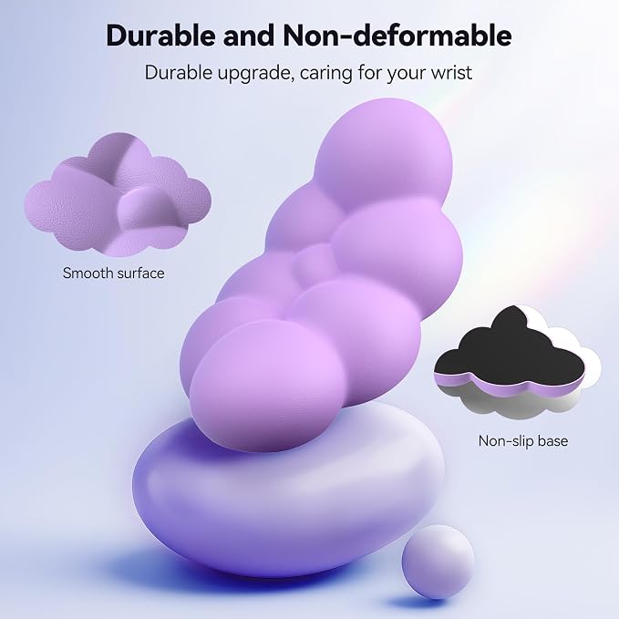 TECKNET Cloud Keyboard Wrist Rest Set, Cloud Wrist Rest with Non-Slip Base, PU Leather Wrist Pad for Keyboard with Ergonomic Memory Foam for Computer Laptop Office Gaming and Pain Relief, Purple