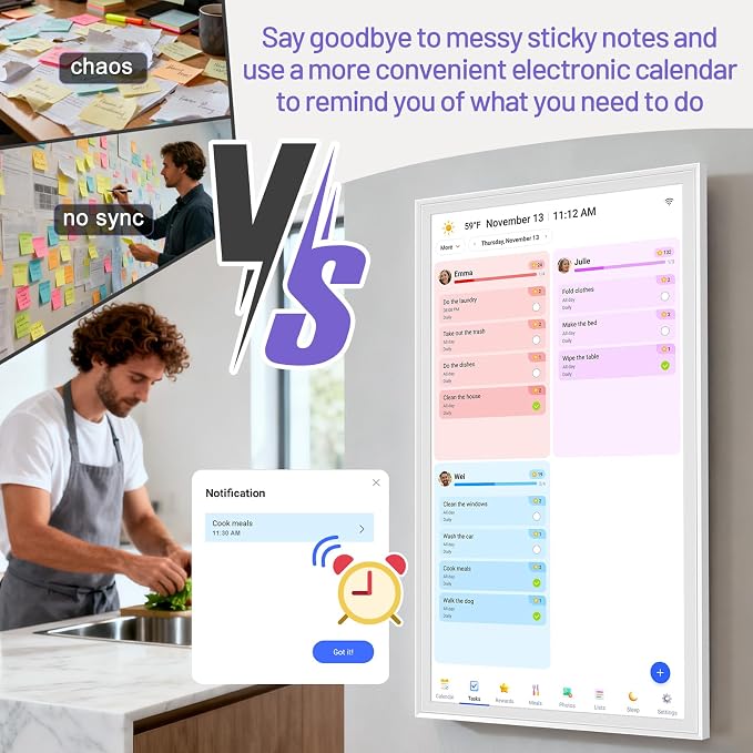 27 inch Smart Calendar Max, Digital Calendar & Chore Chart, Family Organizer with Interactive Touchscreen Display – Wall Mountable in Portrait or Landscape, Gifts for Women Men