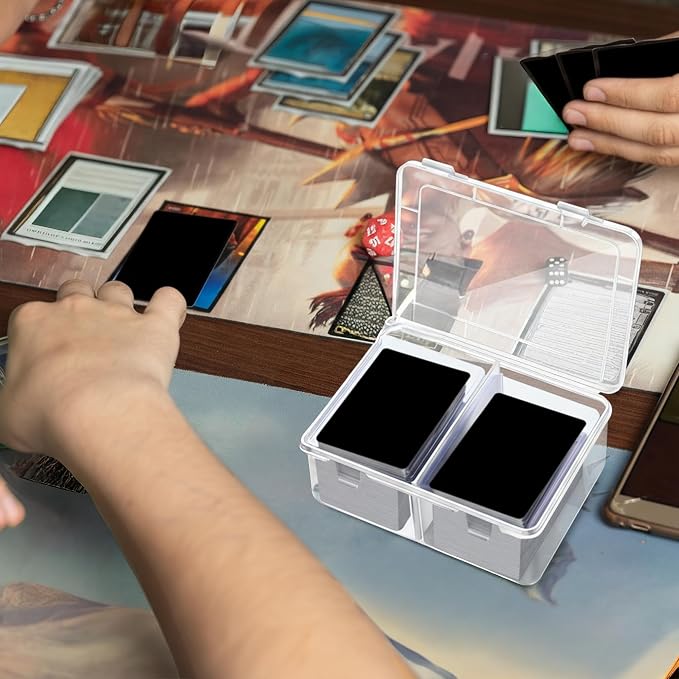Vicenpal 300 Card Storage Box Compatible with Mtg TCG Clear Plastic Trading Card Storage Box with Removable Divider Hard Trading Deck Case for Baseball Football Game Organizer Collector(6 Pcs)