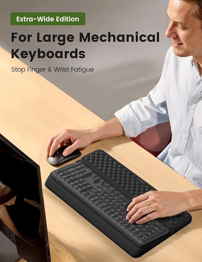 Vaydeer Extra-Large Wrist Rest with Keyboard Stand, Ergonomic Wrist Support Pad, Soft Memory Foam Wrist Cushion for Mechanical 100% Full-Size Keyboard, Carpal Tunnel Pain Relief, Green