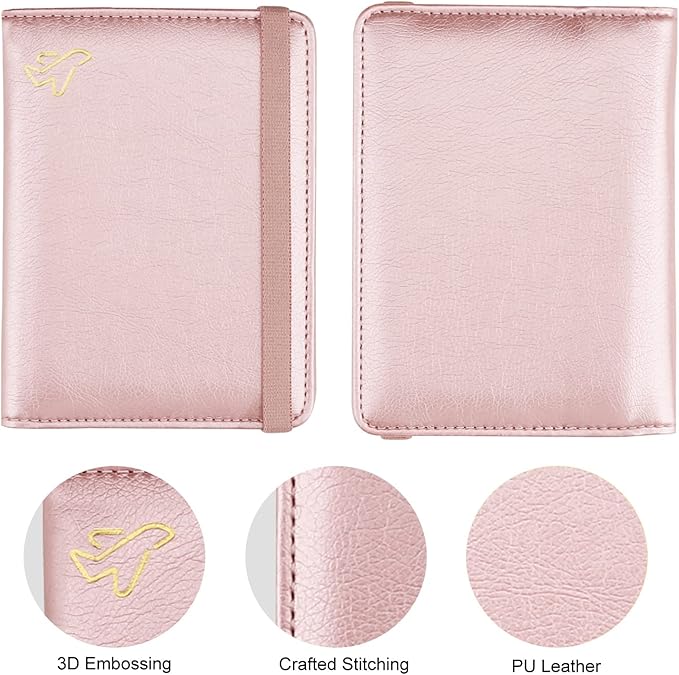 WALNEW Passport Holder for Travel, RFID Passport Wallet, Travel Essentials | PU Leather Passport Cover Case with Pen Holder, Travel Must Haves Accessories, Passport Book Holder for Women