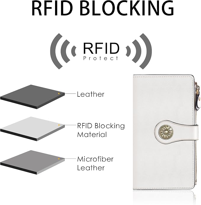 Travelambo Women's Wallet RFID Blocking Trifold Clutch Large Capacity Credit Card Holder Travel Purse