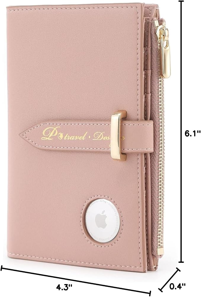 Passport Holder for Family,RFID Travel Document Organizer for Women,RFID Passport Wallet with Airtag Holder,Family Passport Protector Case, Anti-Lost Travel Essentials