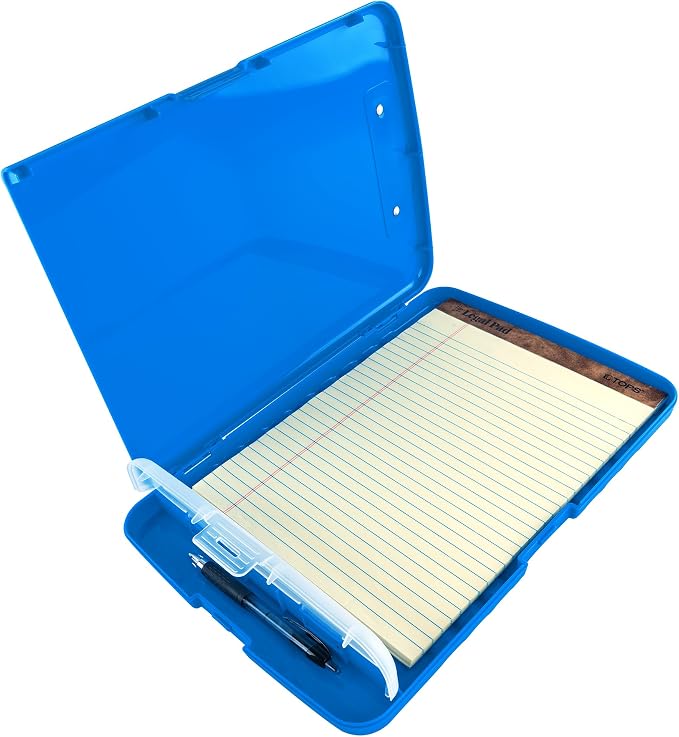 Super Z Outlet Slim Plastic Nursing RN Style Lightweight Coaches Clipboard with Open Foldable Storage, Classroom Teacher College Size (9.5" x 14") (Blue, 9.5" x 14")