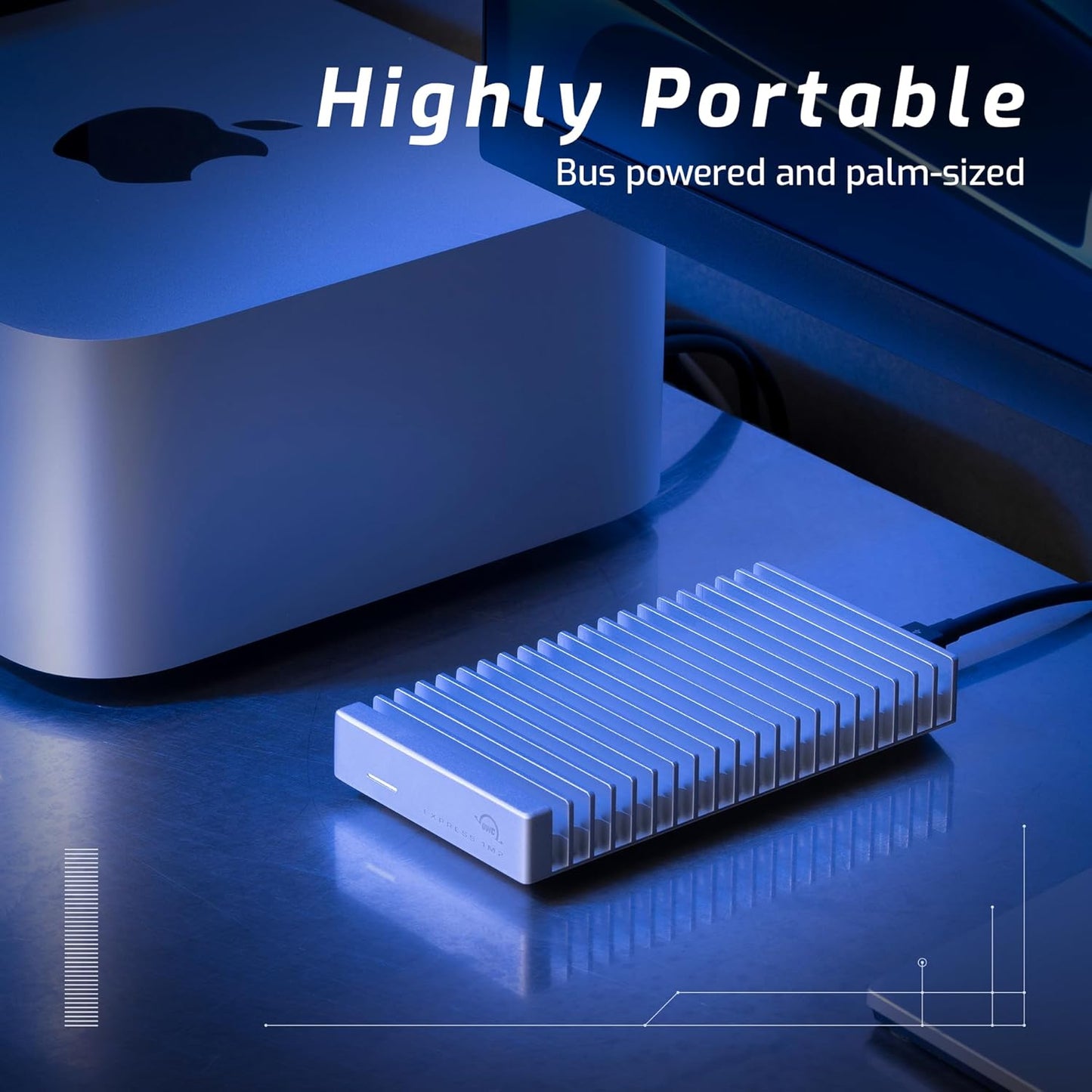 OWC Express 1M2 40Gb/s Portable NVMe SSD USB4 (Thunderbolt Compatible/USB-C) Ultra Fast External SSD Drive with Aluminum Heat Sink Enclosure (Enclosure Only)