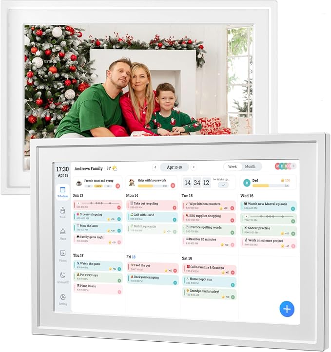Digital Photo Frame 10.1" WiFi Touch Screen Digital Door Calendar, Family Planner Meal Plan, Audio Reminder, APP Shared Schedule, No Subscription, Wall & Desk Mount
