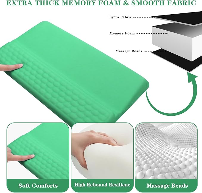 Computer Keyboard Stand with Wrist Rest Support Pad, Green | Ergonomic Comfy Tilted Keyboard Stand Riser Holder Pad for Pain Relief, Soft Memory Foam Desk Cushion for Office Home