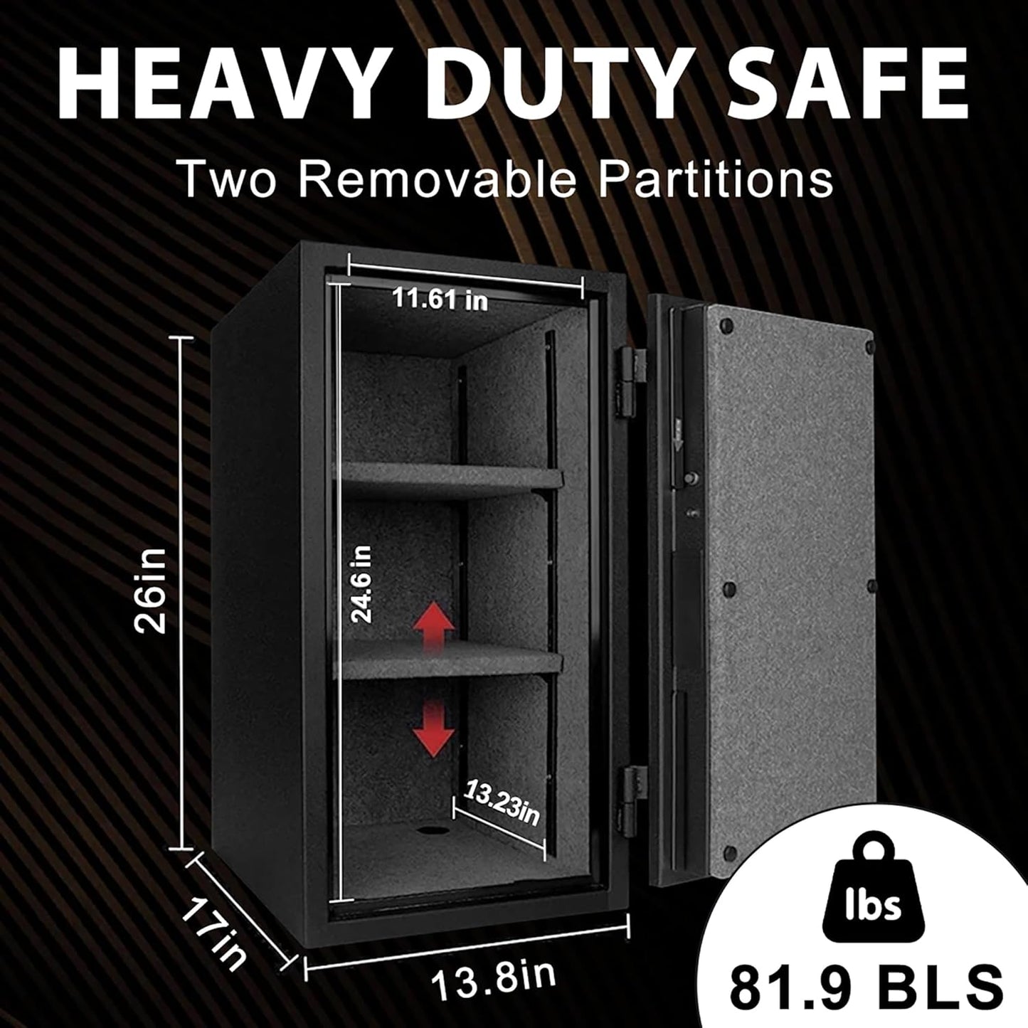 TIGERKING Fireproof Safe,3.47 Cubic Feet Home Safe Box, Large Steel Digital Safes Box with Digital Lock for Home and Office