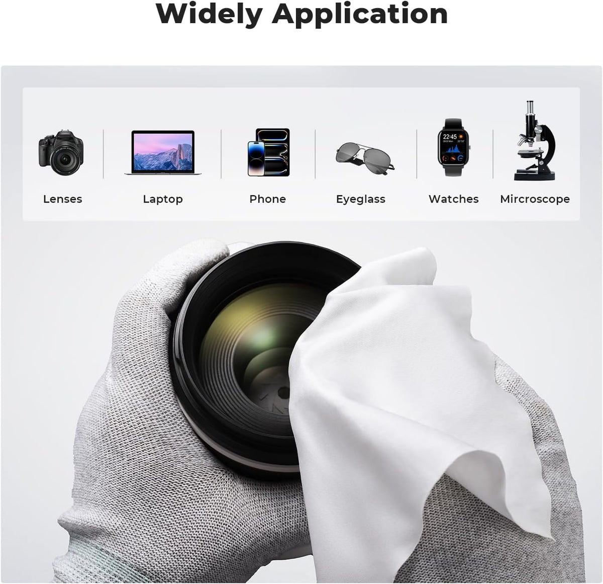K&F Concept 80 Pack Microfiber Cleaning Cloths for Glasses, 6''x6'' Individually Wrapped Lens Cleaning Cloths for Cameras, LCD Screens, iPad, Tablets, Laptops, Telescope