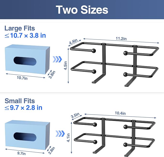 Glove Box Dispenser Wall Mount, Metal Tissue Holder, Black | Wall Mount Glove Holder Organizer for Disposable Glove Box & Tissue Box, For Lab, Kitchen, Bathroom, Garage