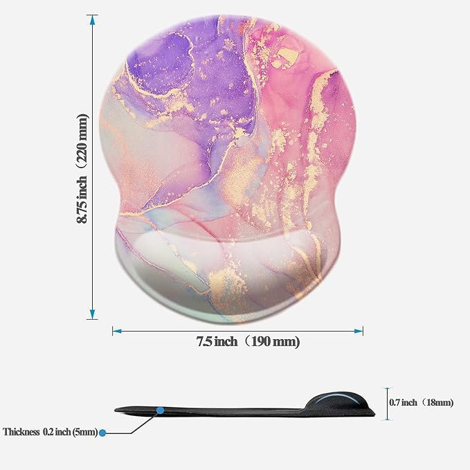 Mouse Pad with Wrist Support, Non Slip Mousepad Wrist Rest for Office, Computer, Laptop & Mac-Comfortable & Lightweight Ergonomic Support Mouse Mat(Pretty Marble-A)