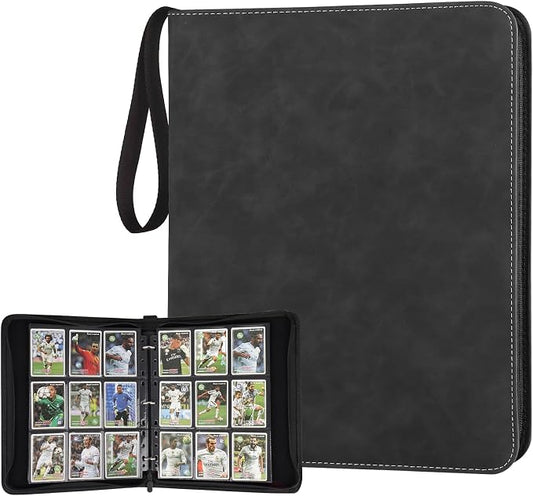 GERMUN 3 Ring 9 Pocket Zipper Card Binder, 720 Double Sided Standard PU Trading Card Album Folder for TCG & Sports Cards, Not Fit Top Loaders (Marble Black)