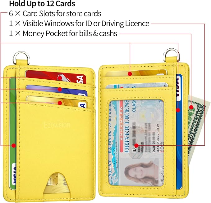 Slim Minimalist Front Pocket Wallet, RFID Blocking Credit Card Holder Wallet with Detachable D-Shackle for Men Women