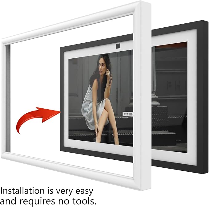 Digital Photo Frame Solid Wooden Table Stand, White | Monitor and Tablet Compatible, Cookbook Stand Holder, Display Stand, Decoration Frame