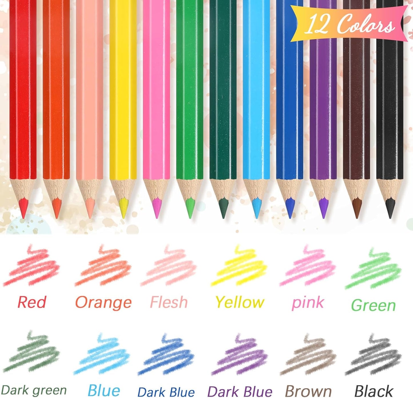 144 Pcs / 12 Boxes Mini Drawing Class Colored Pencils Bulk for Kid 3.5 Inch Back to School Supplies Portable Short Fat Per Set 12 Different Color with Sharpener Eraser Coloring Pencils