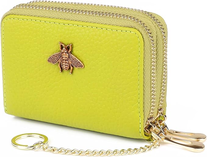 imeetu RFID Credit Card Holder, Small Card Wallet Women, Leather Card Case | Genuine Leather Women's Card & id Cases, Change Coin Purse with Zipper Keychain id Window, 20 Colors & 3 Styles, Daily, Gifts