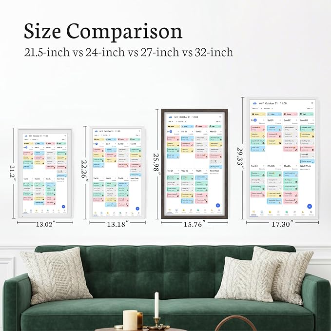 BSIMB 32 inch Digital Calendar Wall Touch Screen, Family Schedule Smart Calendar Interactive Display, Streamline Household Organization, Electronic Planner Wall Mountable in Portrait Landscape